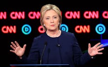 Hillary Clinton speaking during an interview on CNN