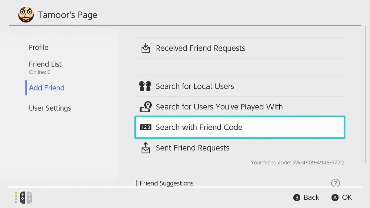 friend code nintendo switch