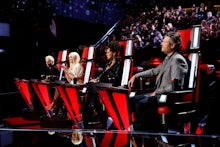 The voice judges in their chairs during 'The Voice' Season 12