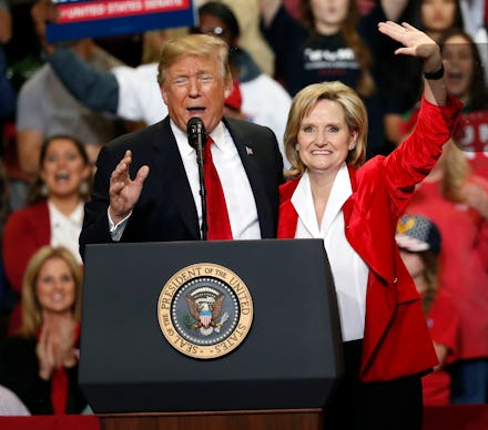 Donald Trump with Mississippi Sen. Cindy Hyde-Smith at a rally 