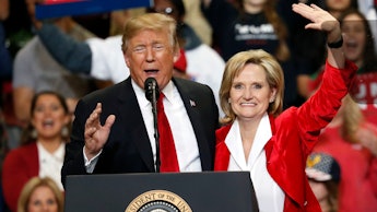 Donald Trump with Mississippi Sen. Cindy Hyde-Smith at a rally 