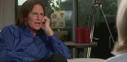 Bruce Jenner giving an interview where he comes out as a woman