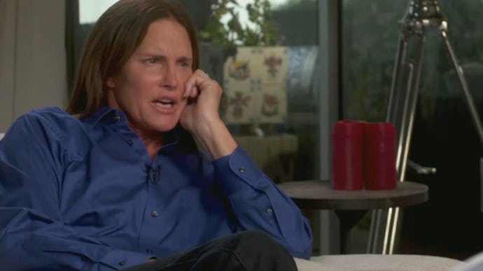 Bruce Jenner giving an interview where he comes out as a woman