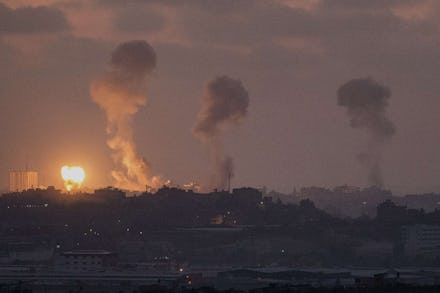 Multiple explosions around the city of Gaza happening at the same time