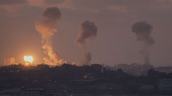 Multiple explosions around the city of Gaza happening at the same time