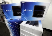 Stacks of PlayStation 4 boxes