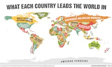 A map showing weird things each country leads in the world 