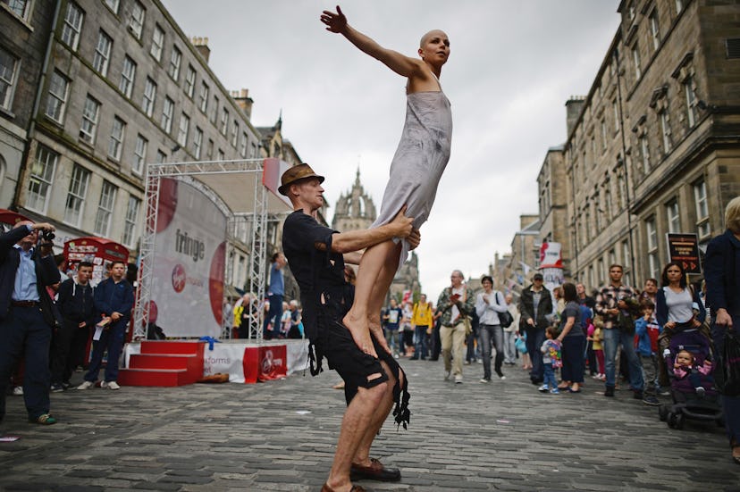Performance in the streets of Edinburgh