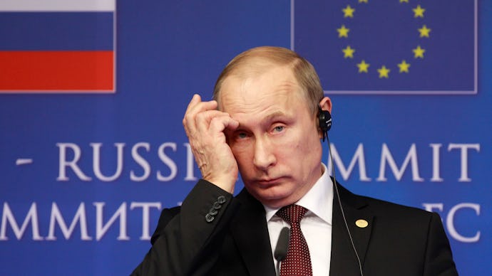 Vladimir Putin at a press conference after seizing Crimea 