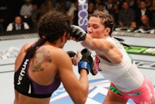 Two women fighting during a box match