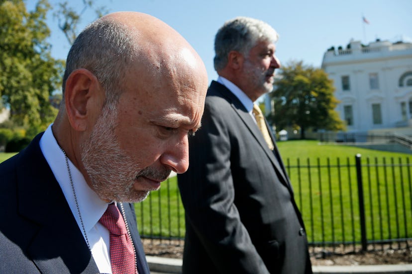 CEO of Godlam Sachs, Lloyd Blankfein, in front of the White House
