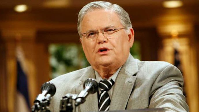  John Hagee, pastor of one of America's megachurches giving a speech about atheists