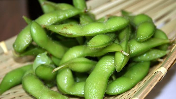 A pile of freshly cleaned green beans