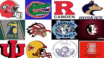 A collage with the logos of 12 college that give you the most bang for your buck