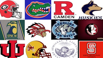 A collage with the logos of 12 college that give you the most bang for your buck