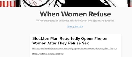 Blurred out top part of a tumblr article about a woman who was shot by a man after she refused inter...