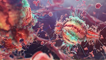 Digital art of HIV cells