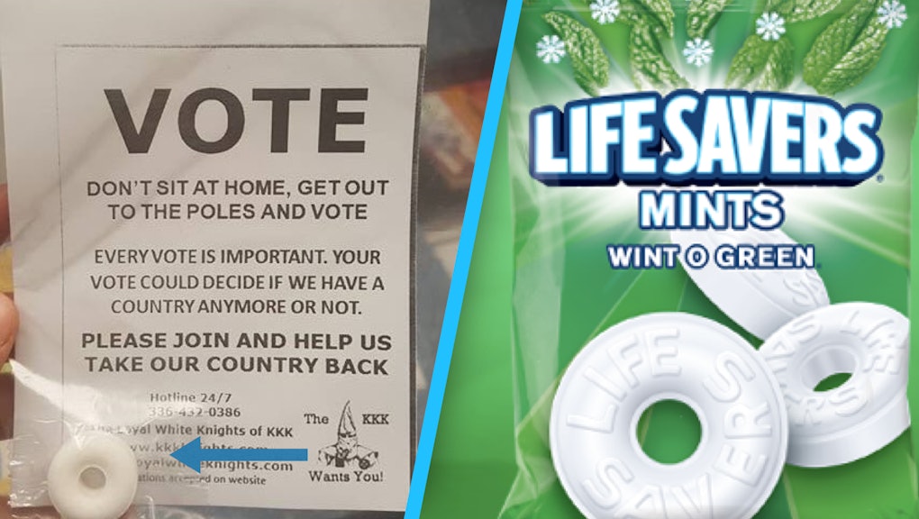 The KKK Dished Out White Life Savers Candy To Voters Sending A Pretty  the-kkk-dished-out-white-life-savers-candy-to-voters-sending-a-pretty