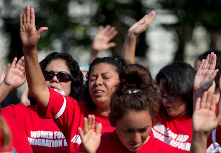 A group of Latina women attending a protest