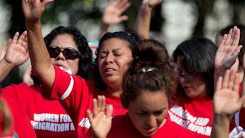 A group of Latina women attending a protest