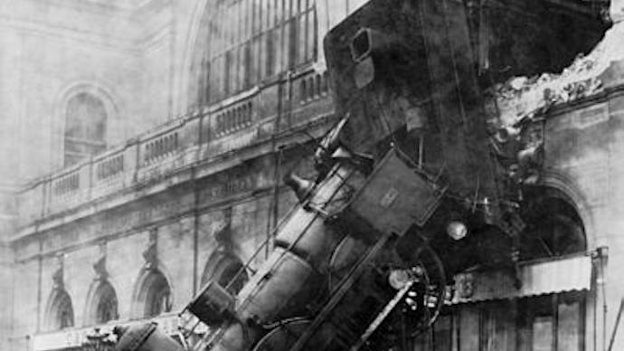 Train wreck at Montparnasse in 1895
