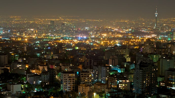 The skyline of teheran in iran 