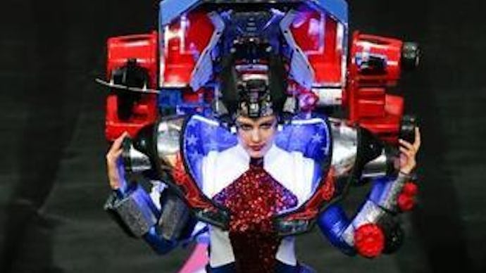 Miss USA's Costume For the Miss Universe Pageant in black, white, red, and blue