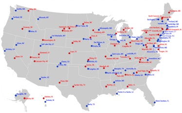 The Most Liberal and Conservative Cities in Each State, Mapped