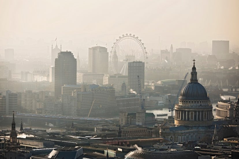 London School of Economics in misty England 