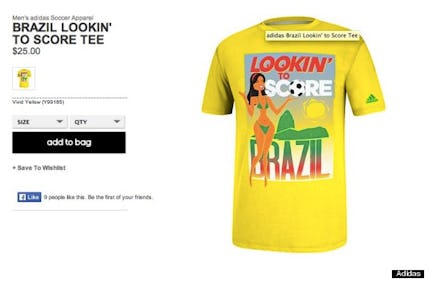 Adidas' "Brazil lookin' to score" yellow t-shirt