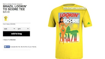 Adidas' "Brazil lookin' to score" yellow t-shirt
