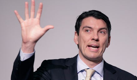 CEO Tim Armstrong pointing number 5 with his right hand