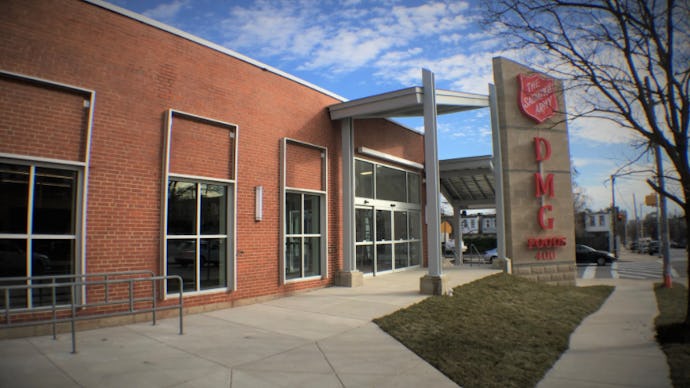 The front of The Salvation Army nonprofit grocery store 