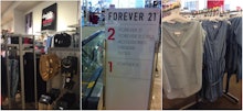 "Plus-Size" section in Forever 21 clothing store