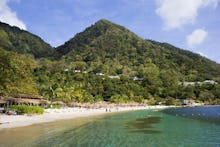 Mountains and the sea in the Caribbean after the hurricane season