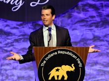 Donald Trump Jr. giving a speech at "The Indiana Republican Party"
