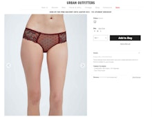 Thin model of the Urban Outfitters U.K. in mesh panties