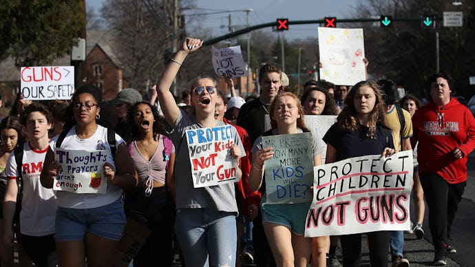 High schoolers during a walkout to demand gun reform