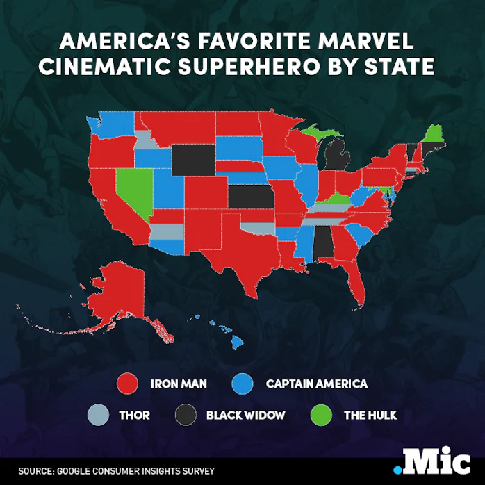 Marvel Region Map Each State's Favorite Marvel Superhero — In One Surprising Map