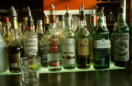 An assortment of liquor and hard alcohol bottles next to each other