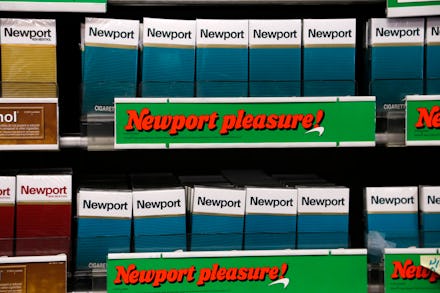 Two rows of Newport Marijuana Cigarettes in a store