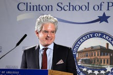 David Brock laughing during his speech