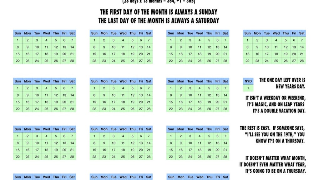 This 13 Month Calendar Proposal On Reddit Would Make Our Lives So Much Better 13 Month Lunar Calendar
