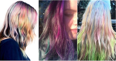 A three-part collage of women with the viral hair trends on Instagram