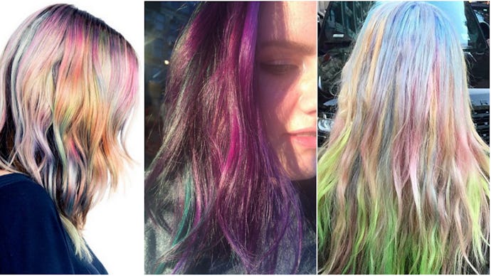 A three-part collage of women with the viral hair trends on Instagram
