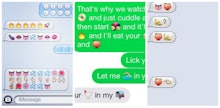 Three screenshots from conversations with the use of emojis that are making us more sex-positive