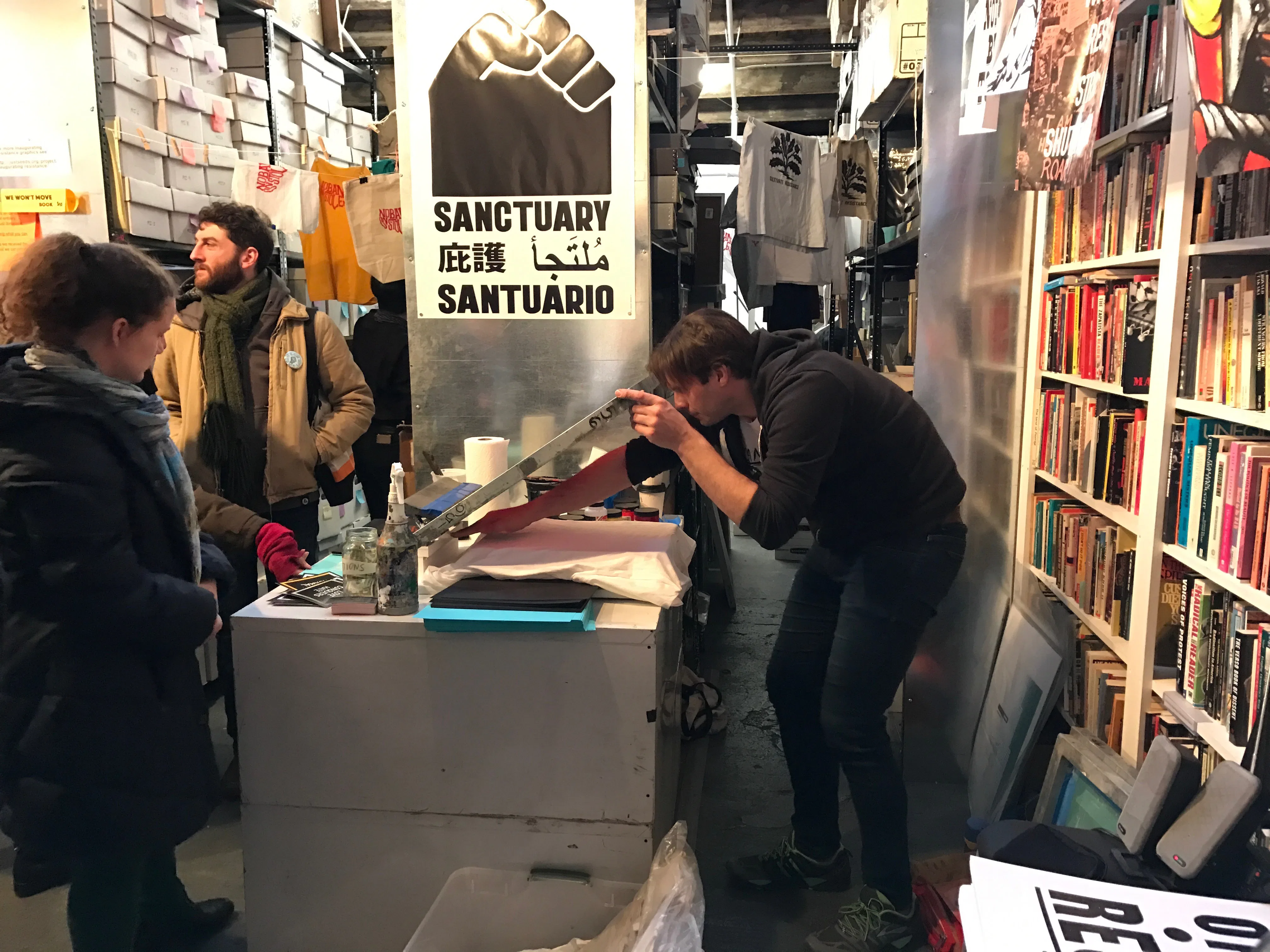 Brooklyn activists make free protest swag at propaganda party