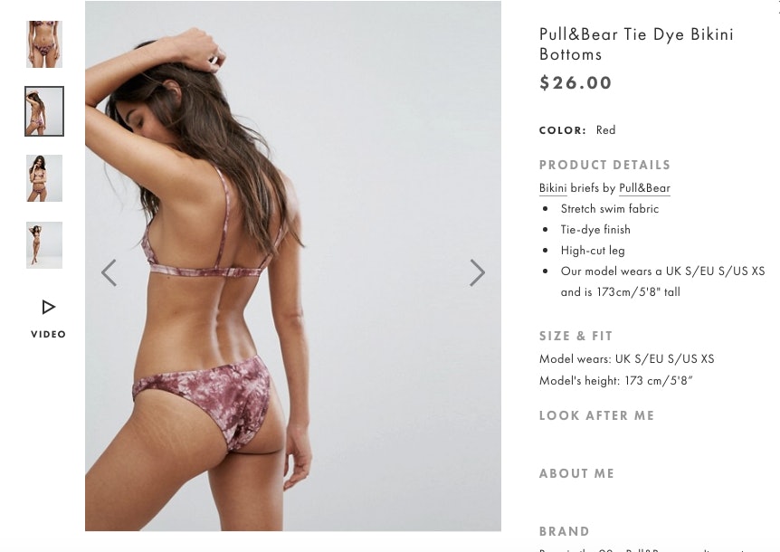 Asos proudly displays models with stretch marks on its website