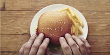 Hamburger blind dinner served on a plate