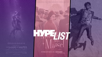 The Hype List's cover including movies The shape of water, The disaster artist, and a TV show The Ma...